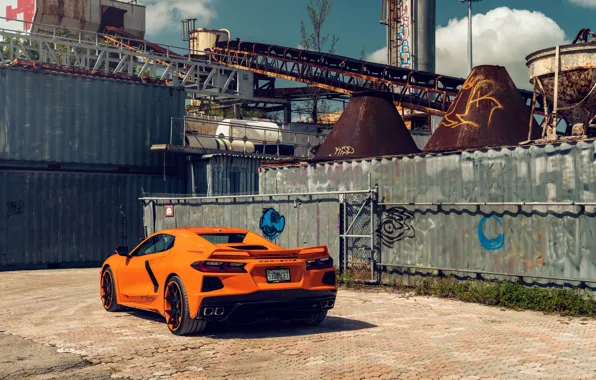 Wallpaper, Chevrolet Corvette, C8 Orange