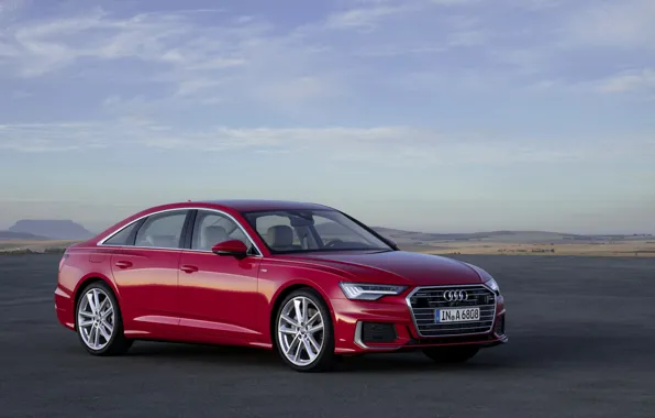 Облака, красный, Audi, седан, 2018, четырёхдверный, A6 Sedan
