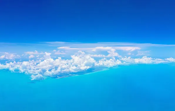 Картинка море, небо, острова, облака, Багамы
