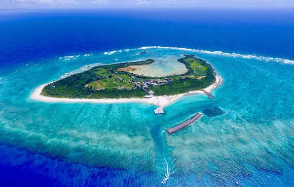 Ocean, landscape, japan, nature, island, ísland, okinawa, miyako