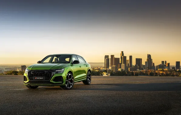 Закат, город, Audi, кроссовер, 2020, RS Q8