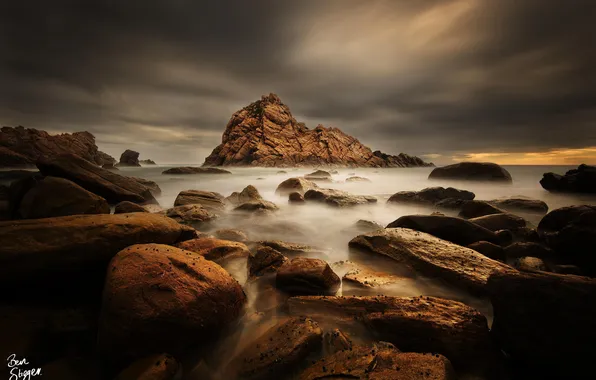 Картинка море, камни, скалы, берег, photo by Ben Stieden