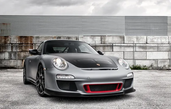 Картинка небо, серый, забор, 911, Porsche, суперкар, порше, GT3