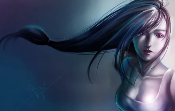 Картинка девушка, фон, волосы, арт, Final Fantasy VII, Tifa Lockhart