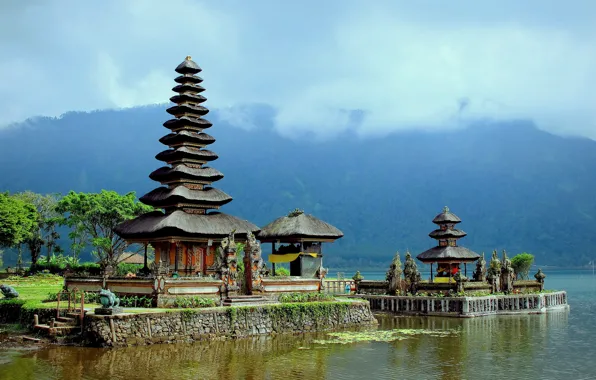 Картинка Бали, Индонезия, Bali, Indonesia, озера Братан, Lake Bratan, Pura Ulun Danu Bratan