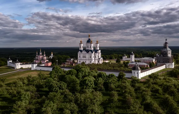 Лето, небо, облака, деревья, тучи, вид, даль, горизонт