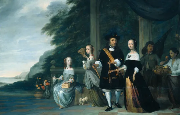 Масло, картина, холст, 1665, Якоб Куман, Pieter Cnoll с женой и дочерьми, Jacob Coeman