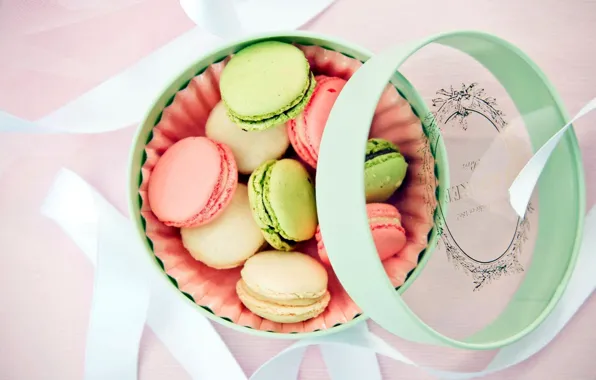 Коробка, печенье, лента, macaron