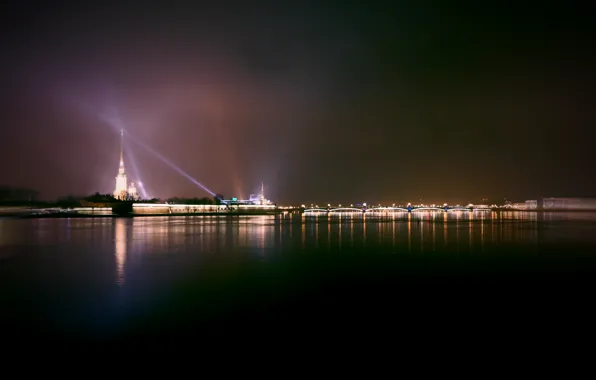 Город, lights, огни, Санкт-Петербург, Нева, Neva, Петропавловская крепость St.petersburg