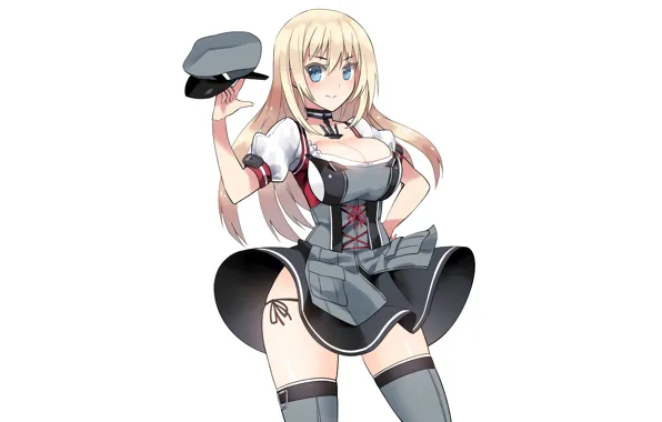 Girl, sexy, cleavage, thighhighs, long hair, dress, boobs, anime