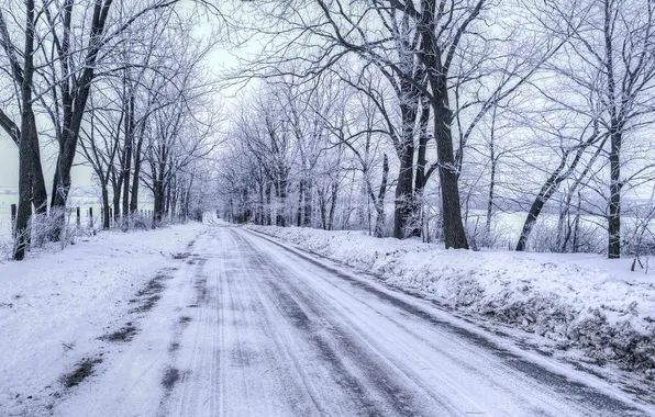 Зима, дорога, пейзаж