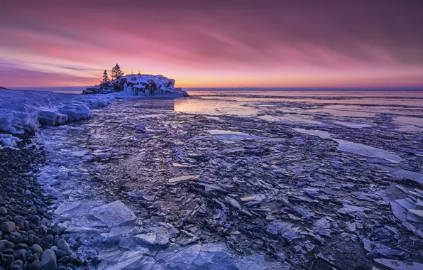 United States, Minnesota, Cook, sunrise pink