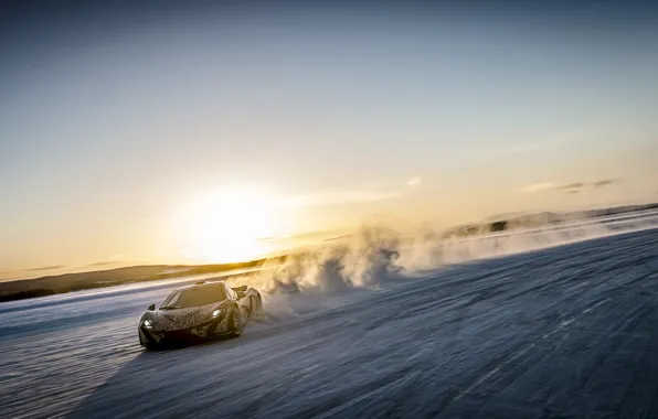 Картинка снег, McLaren, скорость, суперкар, МакЛарен