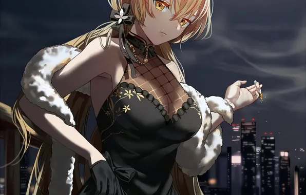 Girl, sexy, cleavage, long hair, dress, boobs, anime, beautiful