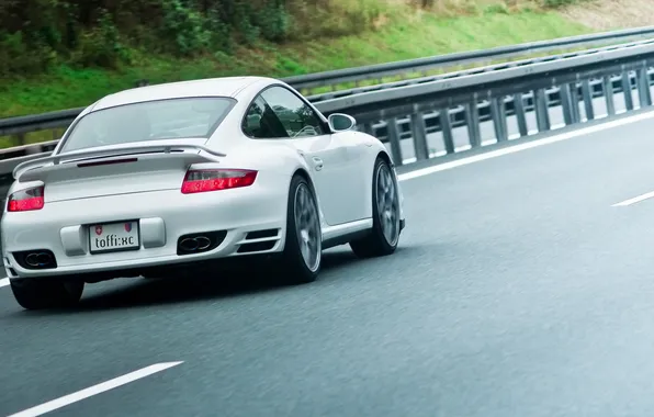 Дорога, машина, posche 997 turbo