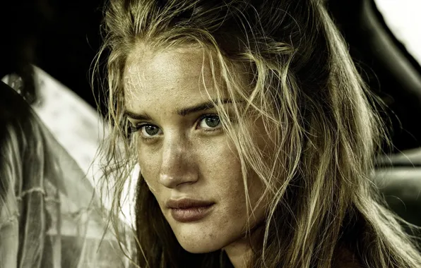 Взгляд, hair, Rosie Huntington-Whiteley, Роузи Хантингтон-Уайтли, Mad Max: Fury Road, Безумный Макс: Дорога ярости, Анкхарат