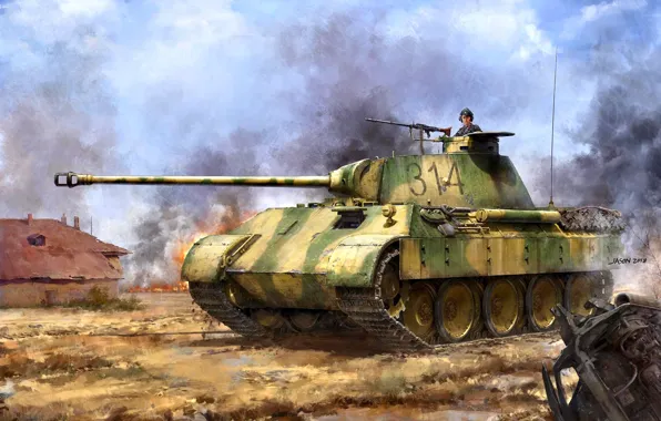 Дым, Огонь, Дом, танкист, PzKpfw V Panther Ausf D, среднего танка, фирмы MAN, Ранняя модель