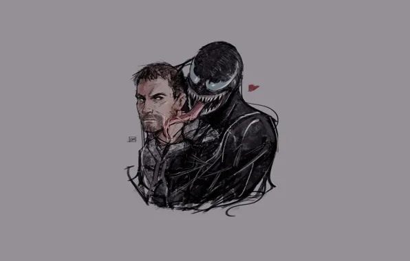Любовь, фон, минимализм, арт, сердечко, серьёзный, Веном, Venom