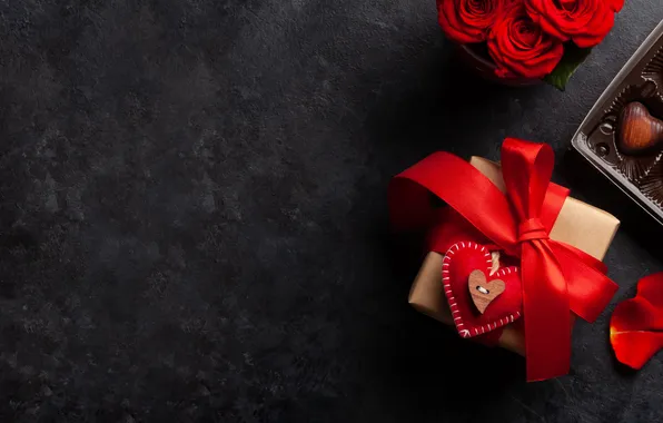 Картинка любовь, цветы, подарок, романтика, розы, love, happy, День святого Валентина