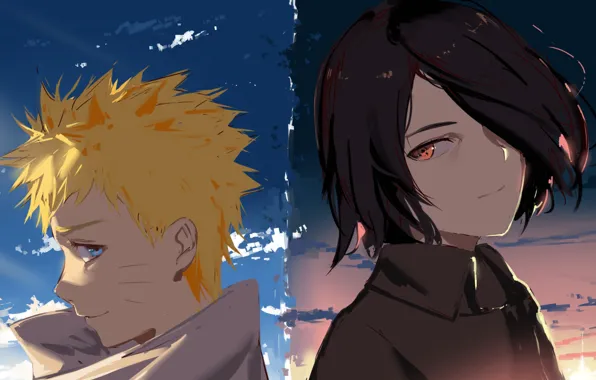 Naruto, мальчики, Uchiha Sasuke, Uzumaki Naruto