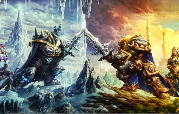 Картинка warcraft, art, arthas, Sylvanas, Heroes of the Storm