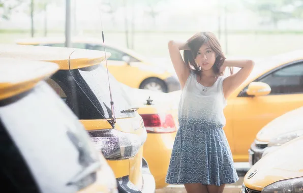 Картинка девушка, машины, азиатка