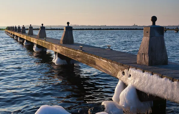 Картинка мост, озеро, лёд