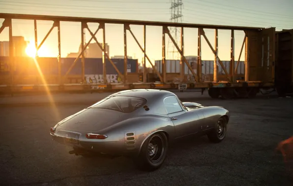 Солнце, Серый, Jaguar E-Type, Спорткар