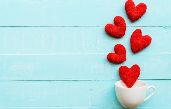 Любовь, чашка, сердечки, red, love, wood, cup, romantic