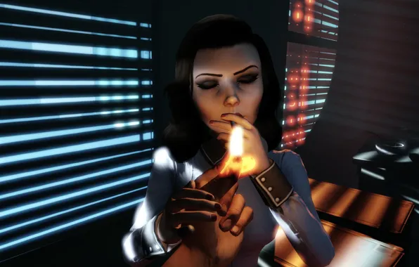 Девушка, огонь, сигарета, Bioshock, Bioshock Infinite, Элизабет