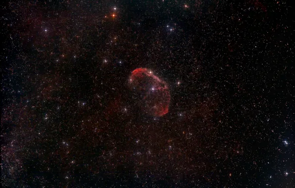Лебедь, в созвездии, Туманность Полумесяц, Crescent Nebula