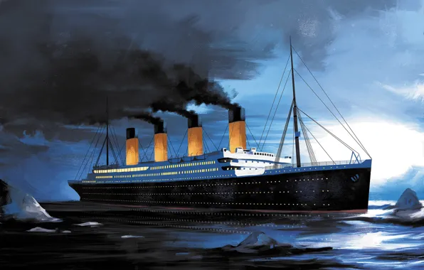 Волны, корабль, titanic, Transatlantic Ships
