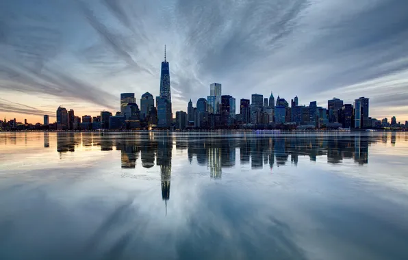 Город, вид, здания, дома, Нью-Йорк, небоскребы, панорама, USA