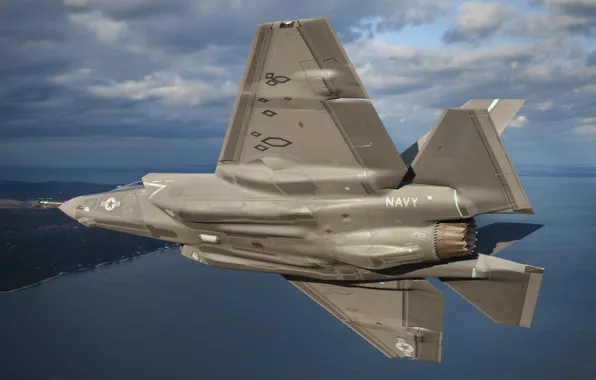 Картинка небо, истребитель, бомбардировщик, Lightning II, F-35, «Лайтнинг» II