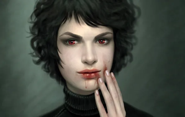 Картинка глаза, девушка, Кровь, вампиры