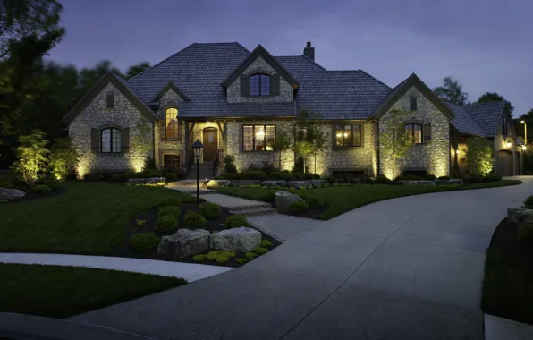 Картинка свет, вилла, вечер