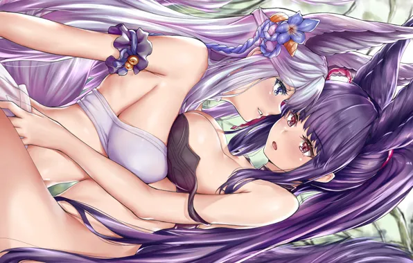 Girl, sexy, lingerie, bra, cleavage, long hair, boobs, anime