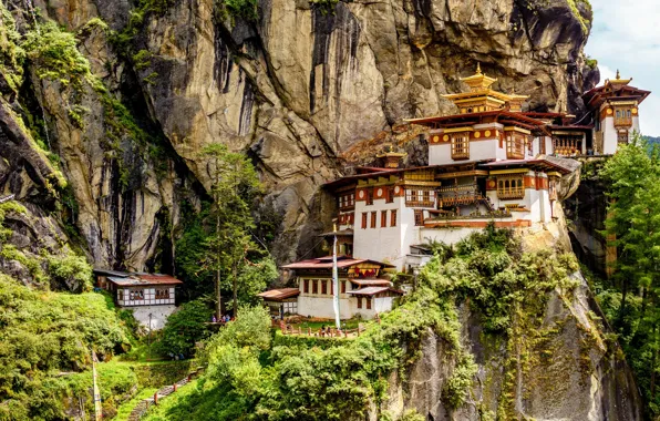 Картинка Бутан, Asia, temple, cliff, buddhism, Bhutan, буддийский монастырь, Taktsang Monastery