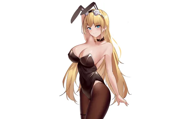Girl, sexy, cleavage, long hair, boobs, anime, blue eyes, beautiful