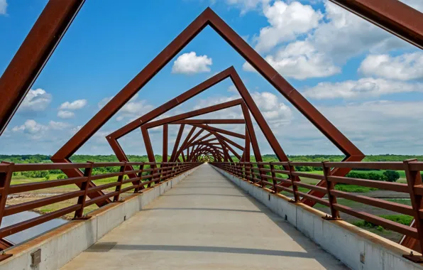 Картинка мост, тропа, США, Айова, Хай Тресл Трейл