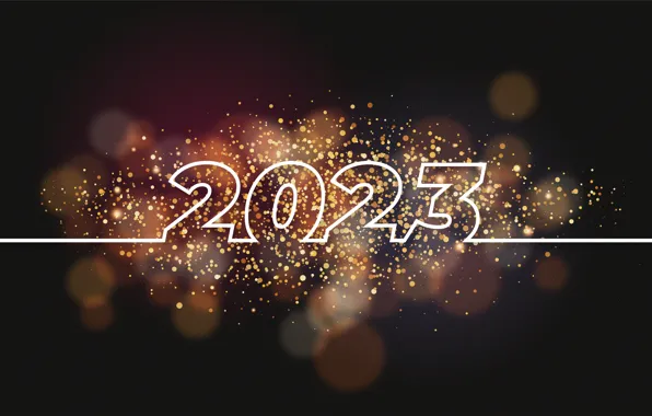 Фон, цифры, Новый год, дата, боке, 2023, Новый 2023 год