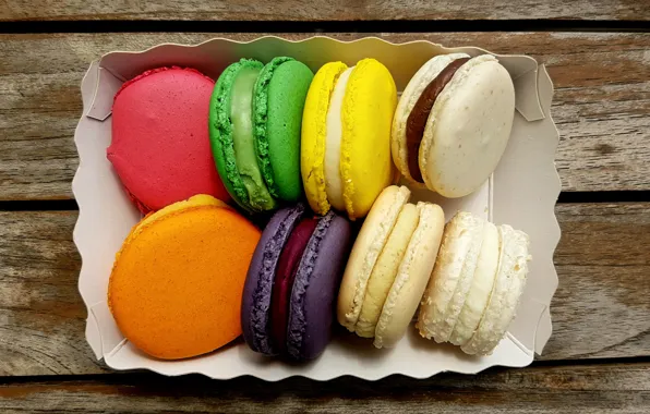 Коробка, сладость, wood, выпечка, macarons