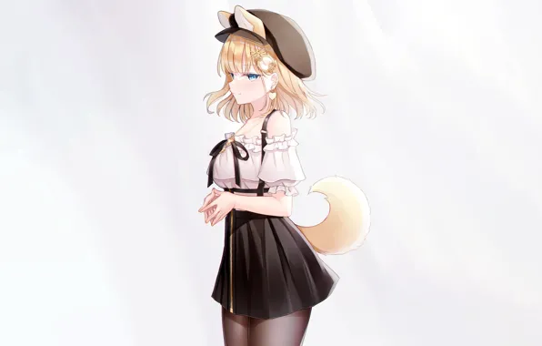 Girl, sexy, blouse, animal ears, anime, beautiful, short hair, pretty