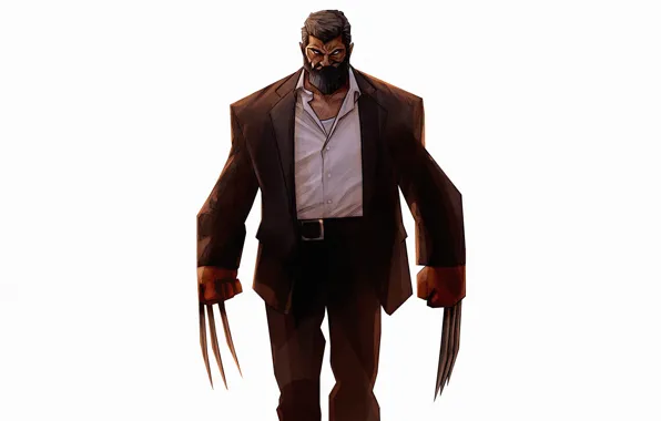 Минимализм, Рисунок, Фон, Росомаха, Арт, Art, Wolverine, Hugh Jackman