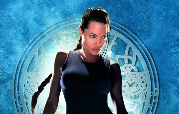 Картинка девушка, фон, Анджелина Джоли, Angelina Jolie, Лара Крофт, постер, Lara Croft, Лара Крофт: Расхитительница гробниц