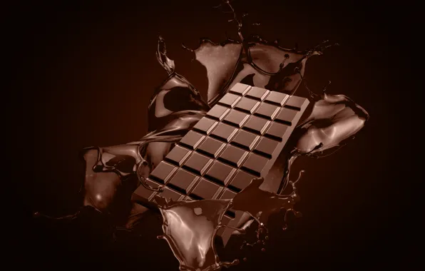 Брызги, шоколад, всплеск, плитка шоколада