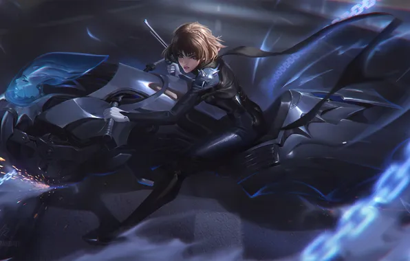 Девушка, мотоцикл, Persona 5, Makoto Niijima