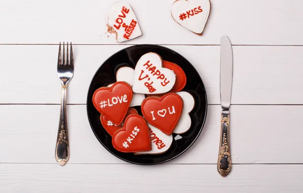 Стол, тарелка, нож, вилка, 14 февраля, день всех влюбленных, ужин, день святого Валентина