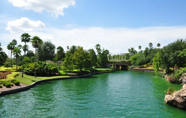 Картинка озеро, парк, USA, США, Америка, Orlando, Florida, Universal