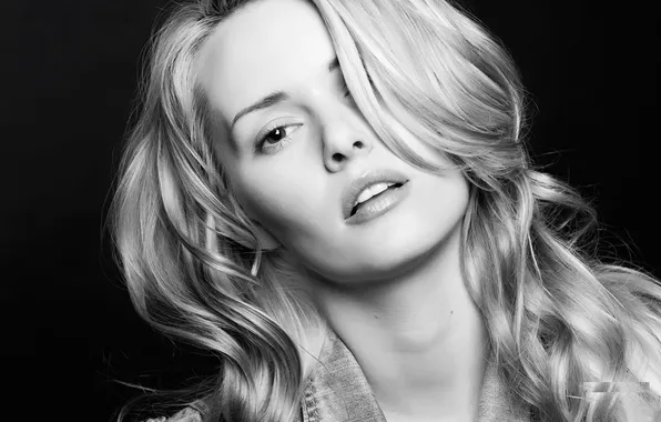 Глаза, взгляд, девушка, лицо, модель, блондинка, губы, черно-белое